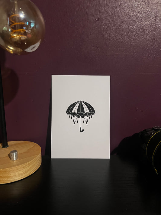 Black and White Umbrella Art Print A5